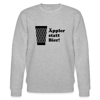 Geripptes Äppler statt Bier - Stanley/Stella Unisex Bio-Sweatshirt CHANGER  - Grau meliert - Vorne - Nik (191cm) & Marisol (170cm)