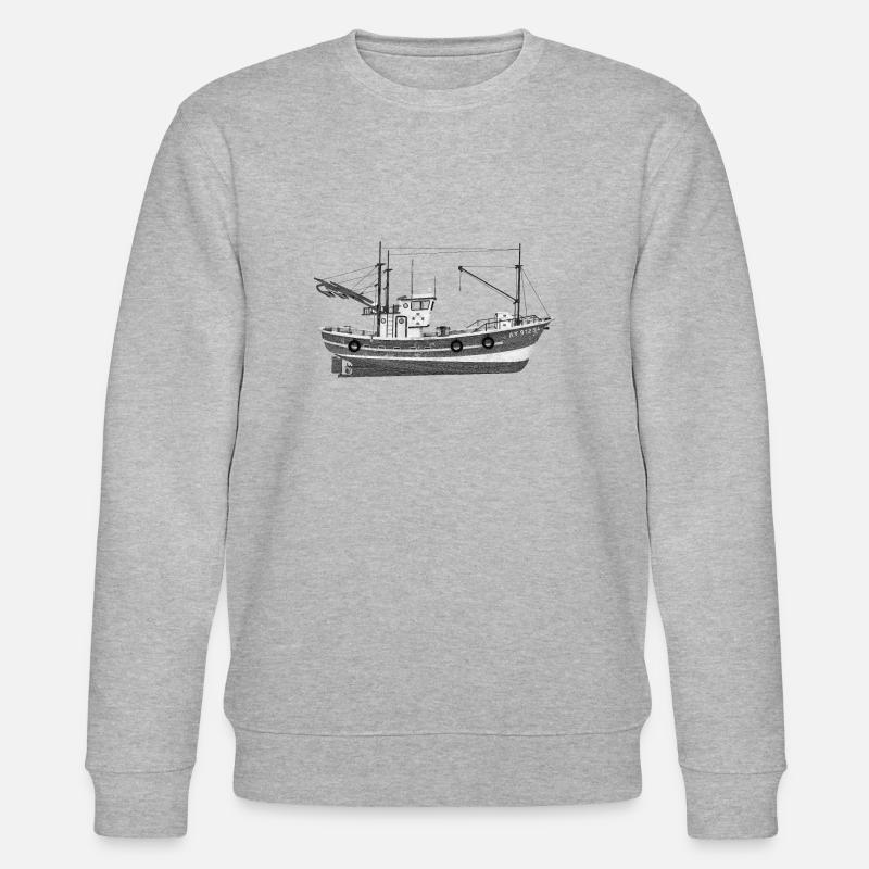 Seitenansicht eines Fischkutters - Stanley/Stella Unisex Bio-Sweatshirt CHANGER  - Grau meliert
