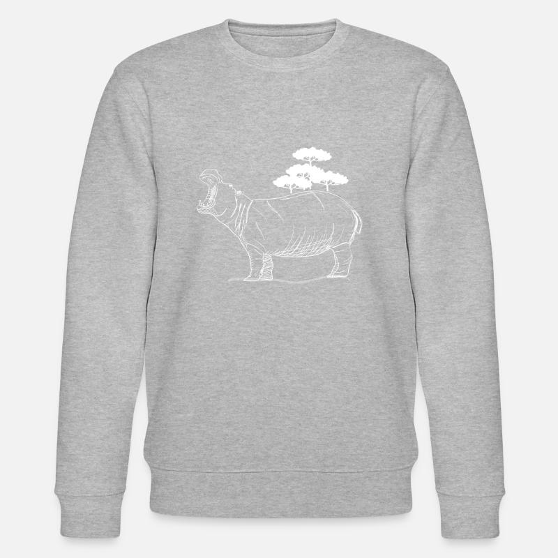 Silhouette Hippopotamus In Forests - Stanley/Stella Unisex Bio-Sweatshirt CHANGER  - Grau meliert