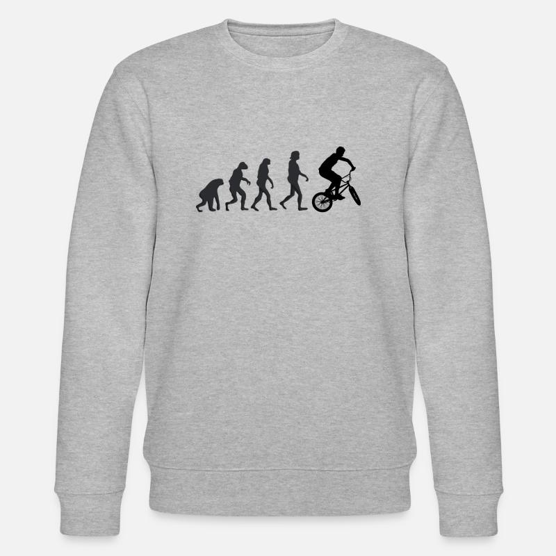 Bicycle - Human Evolution - Stanley/Stella CHANGER Unisex Organic Sweatshirt - heather grey
