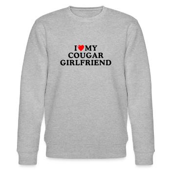 I Love My Cougar Girlfriend I Heart my cougar gf - Stanley/Stella CHANGER Unisex Organic Sweatshirt - heather grey - Front - Nik (191cm) & Marisol (170cm)