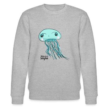 Eifersüchtige türkise Qualle mit rosa Wangen - Stanley/Stella Unisex Bio-Sweatshirt CHANGER  - Grau meliert - Vorne - Nik (191cm) & Marisol (170cm)