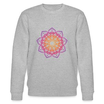 mandala de fleurs colorées - Sweat bio CHANGER Stanley/Stella Unisexe - gris chiné - Devant - Nik (191cm) & Marisol (170cm)