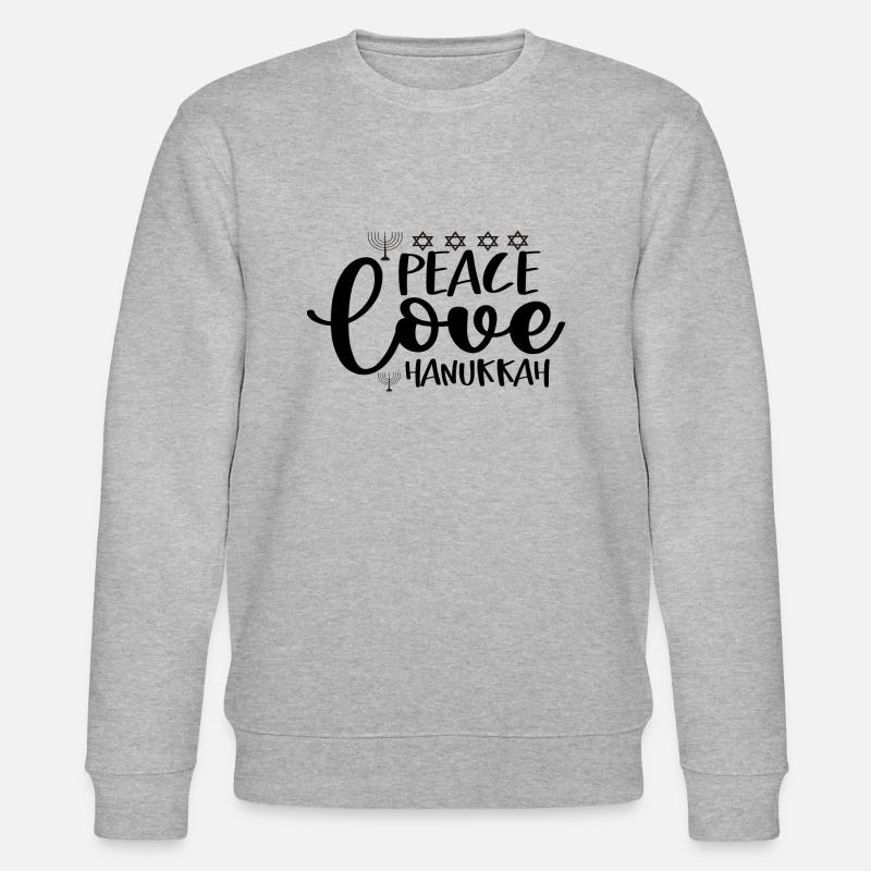 Peace Love Hanukkah - Stanley/Stella Unisex Bio-Sweatshirt CHANGER  - Grau meliert