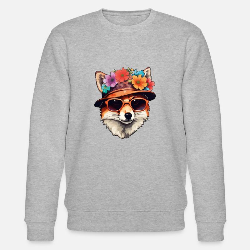 Foxie the Blossom Bandit - Stanley/Stella Unisex Bio-Sweatshirt CHANGER  - Grau meliert