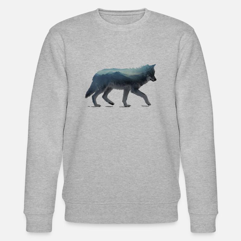 Wolf Berge Aquarell - Stanley/Stella Unisex Bio-Sweatshirt CHANGER  - Grau meliert