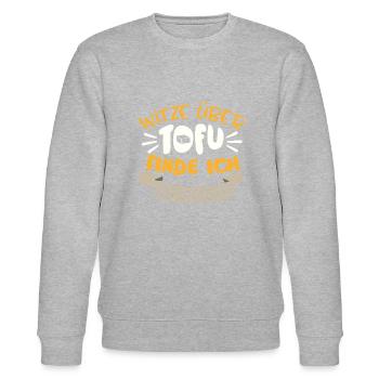 Witze über Tofu finde ich geschmacklos Geschenk - Stanley/Stella Unisex Bio-Sweatshirt CHANGER  - Grau meliert - Vorne - Nik (191cm) & Marisol (170cm)