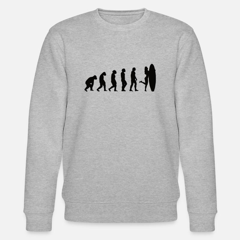 Surfer Surfboard Surfing Evolution Surfing - Stanley/Stella CHANGER Unisex Organic Sweatshirt - heather grey