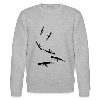 Gewehr icon symbol - Stanley/Stella Unisex Bio-Sweatshirt CHANGER  - Grau meliert - Vorne - Nik (191cm) & Marisol (170cm)