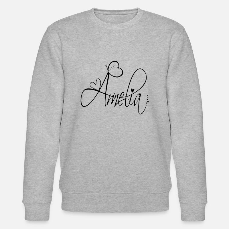Amelia Nom Prénom Fille Calligraphie Décor - Sweat bio CHANGER Stanley/Stella Unisexe - gris chiné