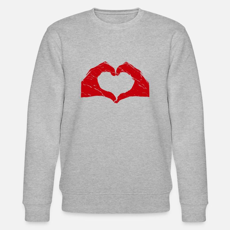 Mains coeur Amour Amour - Sweat bio CHANGER Stanley/Stella Unisexe - gris chiné