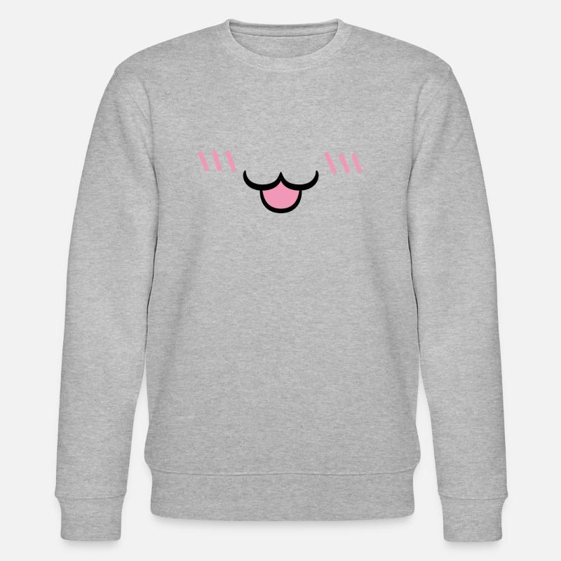 00254 Chat rougissant bouche ouverte - Sweat bio CHANGER Stanley/Stella Unisexe - gris chiné
