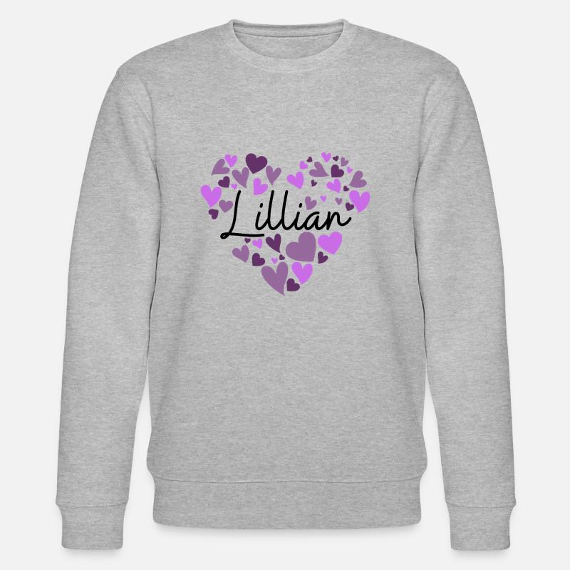 Lillian Name Design avec coeur violet en forme de cœur - Sweat bio CHANGER Stanley/Stella Unisexe - gris chiné