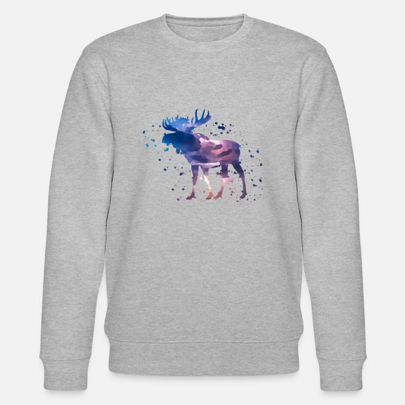 Wasserfarben Elch - Stanley/Stella Unisex Bio-Sweatshirt CHANGER  - Grau meliert