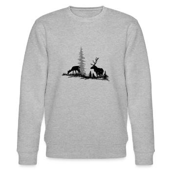 Rothirsch im Wald - Stanley/Stella Unisex Bio-Sweatshirt CHANGER  - Grau meliert - Vorne - Nik (191cm) & Marisol (170cm)