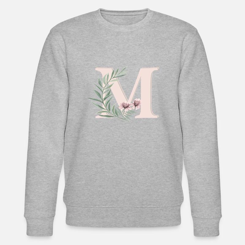 Lettre M avec des fleurs - Sweat bio CHANGER Stanley/Stella Unisexe - gris chiné