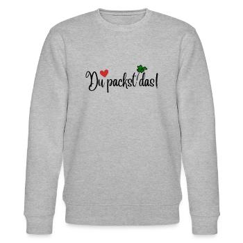 Du packst das - Stanley/Stella Unisex Bio-Sweatshirt CHANGER  - Grau meliert - Vorne - Nik (191cm) & Marisol (170cm)