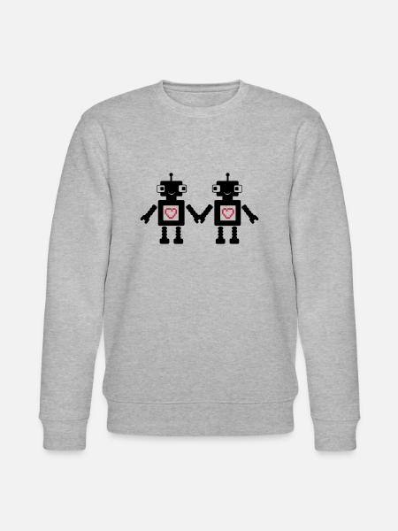 roboters_in_love_02 - Stanley/Stella CHANGER Unisex Organic Sweatshirt - heather grey