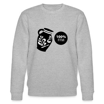 Bembel 100% FFM #069 #FrankfurtLiebe #FFMoriginal - Stanley/Stella Unisex Bio-Sweatshirt CHANGER  - Grau meliert - Vorne - Nik (191cm) & Marisol (170cm)