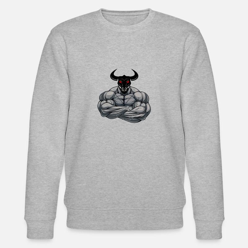 Bull Man - Stier Mann - Stanley/Stella Unisex Bio-Sweatshirt CHANGER  - Grau meliert