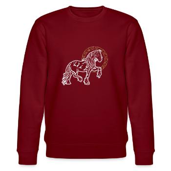 Friese Pferd Stolz Lustig Kreis Goldring Geschenk - Stanley/Stella Unisex Bio-Sweatshirt CHANGER  - Burgunderrot - Vorne - Nik (191cm) & Marisol (170cm)