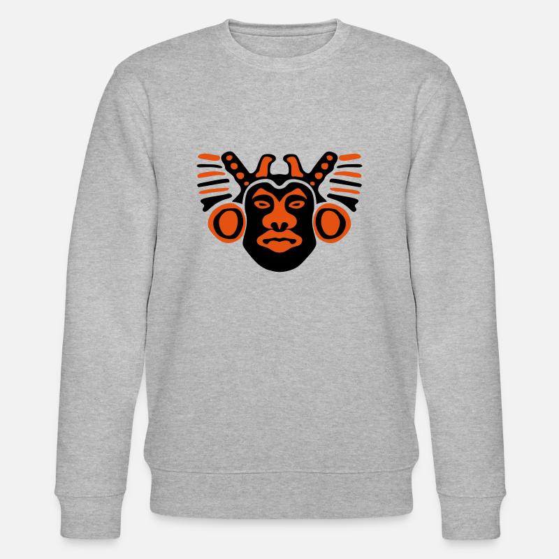 Maya-Statue Reliefmaske - Stanley/Stella Unisex Bio-Sweatshirt CHANGER  - Grau meliert