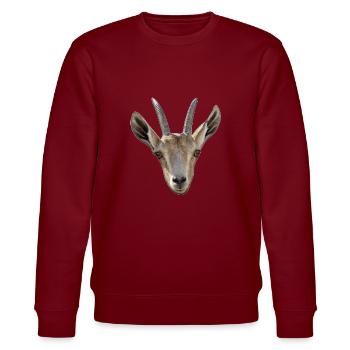 Ziegenkopf Geschenk Ziege - Stanley/Stella Unisex Bio-Sweatshirt CHANGER  - Burgunderrot - Vorne - Nik (191cm) & Marisol (170cm)