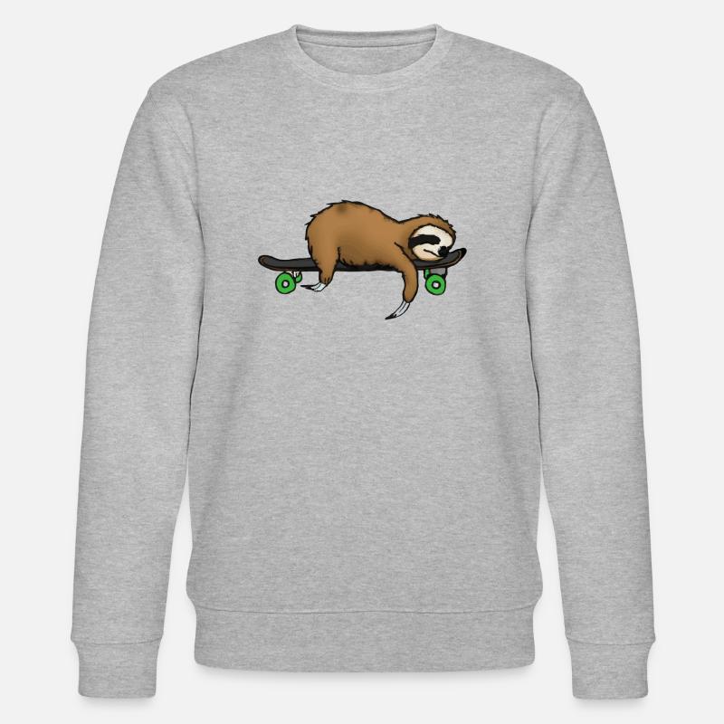 Sloth Skateboard Gift Idea - Stanley/Stella CHANGER Unisex Organic Sweatshirt - heather grey