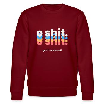 o Shit - Stanley/Stella CHANGER Unisex Organic Sweatshirt - burgundy - Front - Nik (191cm) & Marisol (170cm)
