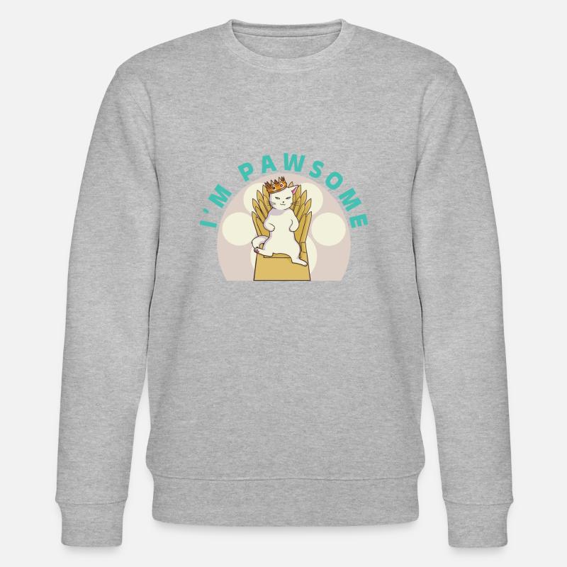Chat mignon blanc - Sweat bio CHANGER Stanley/Stella Unisexe - gris chiné