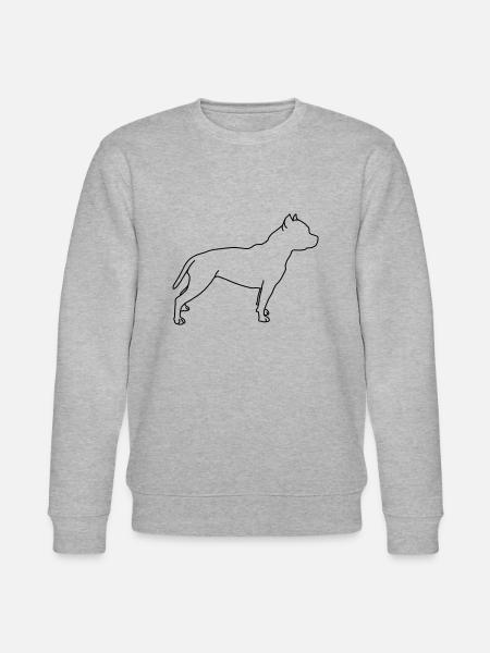 Pitbull Lineart 1 - Stanley/Stella CHANGER Unisex Organic Sweatshirt - heather grey