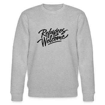 Refugees Welcome Logo - Stanley/Stella Unisex Bio-Sweatshirt CHANGER  - Grau meliert - Vorne - Nik (191cm) & Marisol (170cm)