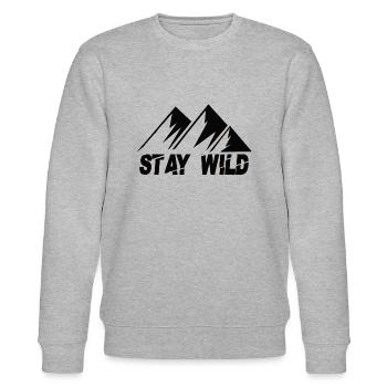 Stay Wild Mountains - Stanley/Stella CHANGER Unisex Organic Sweatshirt - heather grey - Front - Nik (191cm) & Marisol (170cm)