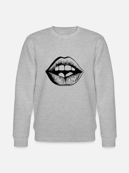 Lips, mouth, kissing lips - Stanley/Stella CHANGER Unisex Organic Sweatshirt - heather grey