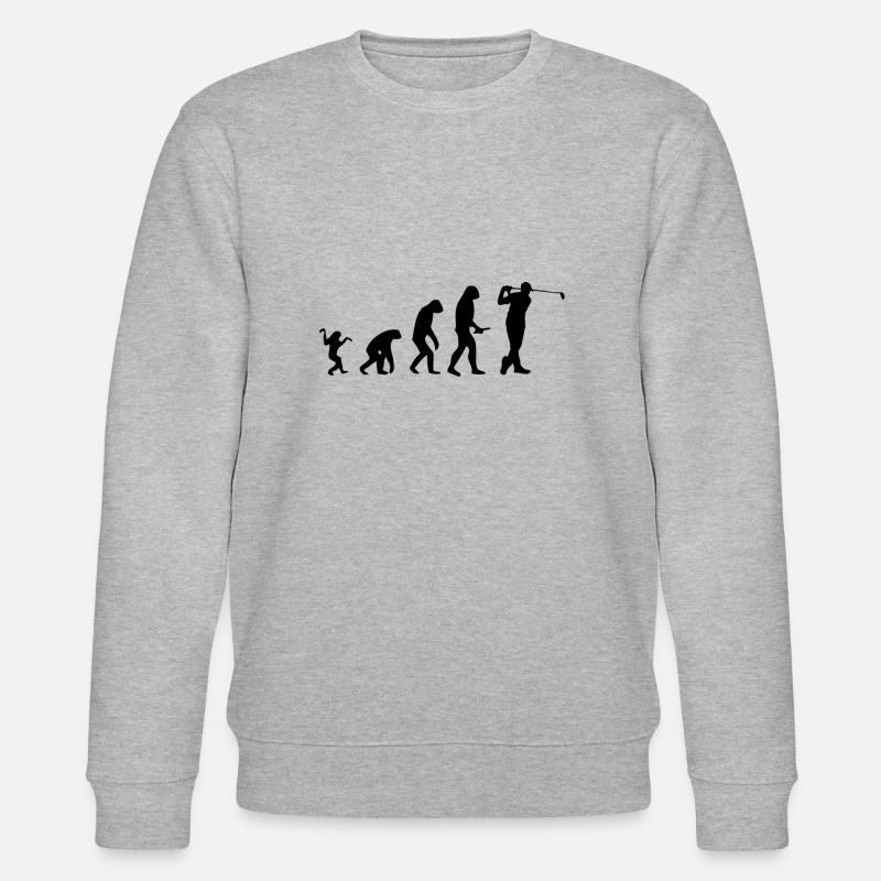 Evolution de l'homme au golfeur - Sweat bio CHANGER Stanley/Stella Unisexe - gris chiné