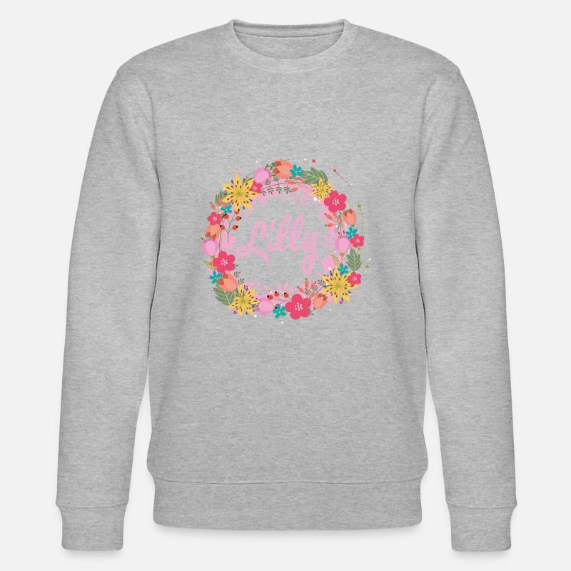 lilly,fleurs,couronne de fleurs,floral,illustration - Sweat bio CHANGER Stanley/Stella Unisexe - gris chiné