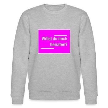 Willst du mich heiraten? Pink und deutlich. - Stanley/Stella Unisex Bio-Sweatshirt CHANGER  - Grau meliert - Vorne - Nik (191cm) & Marisol (170cm)