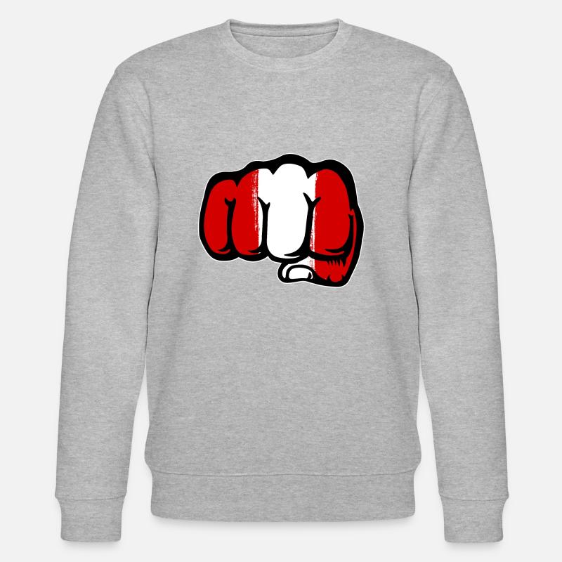Pérou drapeau poing main - Sweat bio CHANGER Stanley/Stella Unisexe - gris chiné