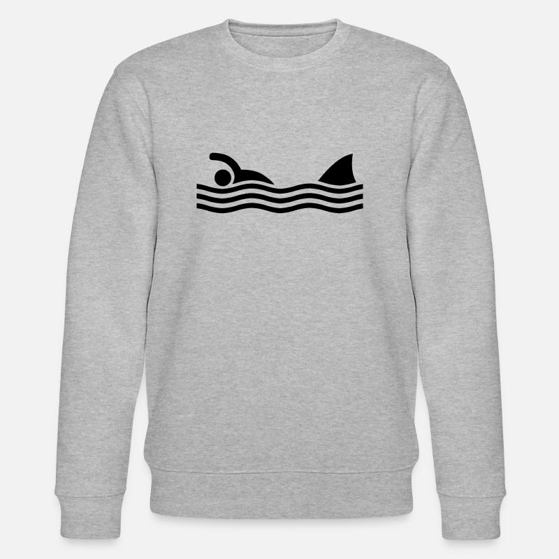 swimmer with shark - Sweat bio CHANGER Stanley/Stella Unisexe - gris chiné