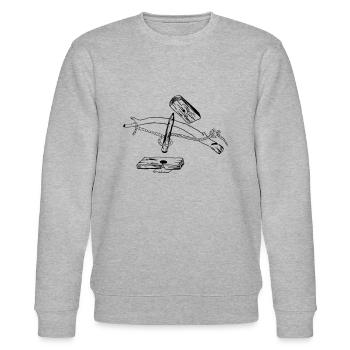 1er BowDrill - Feuerbohrset - Stanley/Stella Unisex Bio-Sweatshirt CHANGER  - Grau meliert - Vorne - Nik (191cm) & Marisol (170cm)