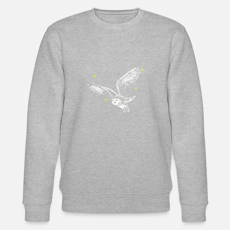 Hand gezeichnete Schneeeule mit Sternen - Stanley/Stella Unisex Bio-Sweatshirt CHANGER  - Grau meliert