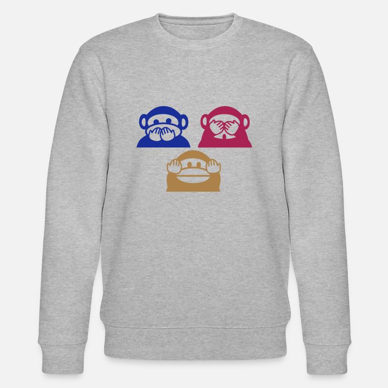 Triangle de trois singes (b) - Sweat bio CHANGER Stanley/Stella Unisexe - gris chiné
