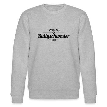 Bullyschwester Wunschname - Stanley/Stella Unisex Bio-Sweatshirt CHANGER  - Grau meliert - Vorne - Nik (191cm) & Marisol (170cm)