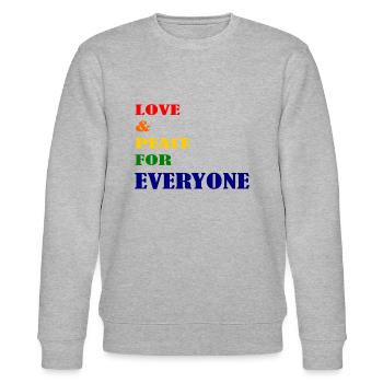 Love and Peace - Stanley/Stella Unisex Bio-Sweatshirt CHANGER  - Grau meliert - Vorne - Nik (191cm) & Marisol (170cm)