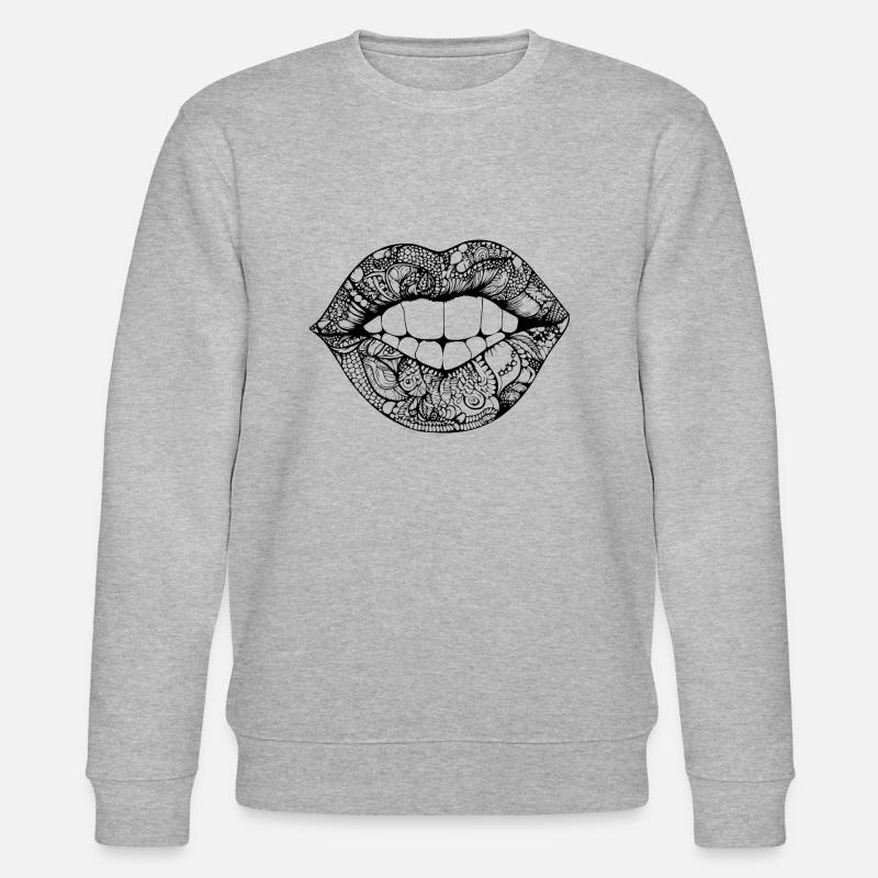 Lèvres, bouche, baisers lèvres - Sweat bio CHANGER Stanley/Stella Unisexe - gris chiné