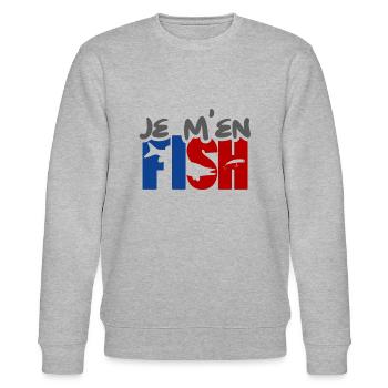 JE M'EN FISH - BLEU & ROUGE - Sweat bio CHANGER Stanley/Stella Unisexe - gris chiné - Devant - Nik (191cm) & Marisol (170cm)