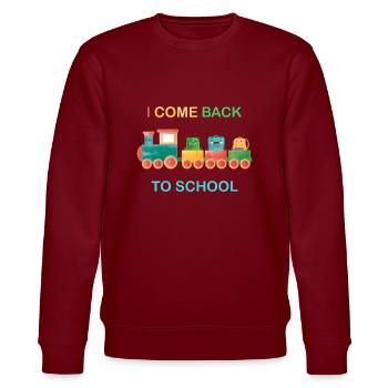 I come back to school, kids school,train - Stanley/Stella CHANGER Unisex Organic Sweatshirt - burgundy - Front - Nik (191cm) & Marisol (170cm)