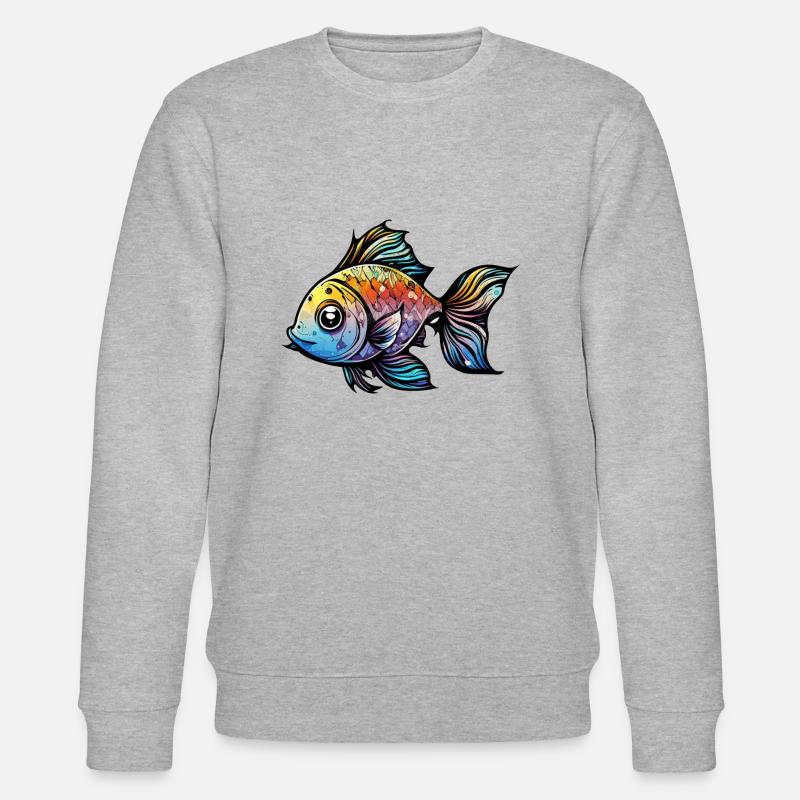 Dessin arc-en-ciel de poisson - Sweat bio CHANGER Stanley/Stella Unisexe - gris chiné
