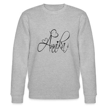 Annika Name Vorname Mädchen Kalligrafie Dekor - Stanley/Stella Unisex Bio-Sweatshirt CHANGER  - Grau meliert - Vorne - Nik (191cm) & Marisol (170cm)