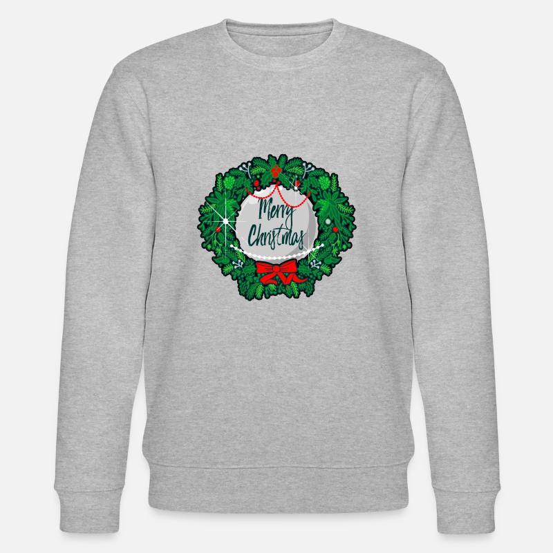 Weihnachtskranz Frohe Weihnachten ohne - Stanley/Stella Unisex Bio-Sweatshirt CHANGER  - Grau meliert
